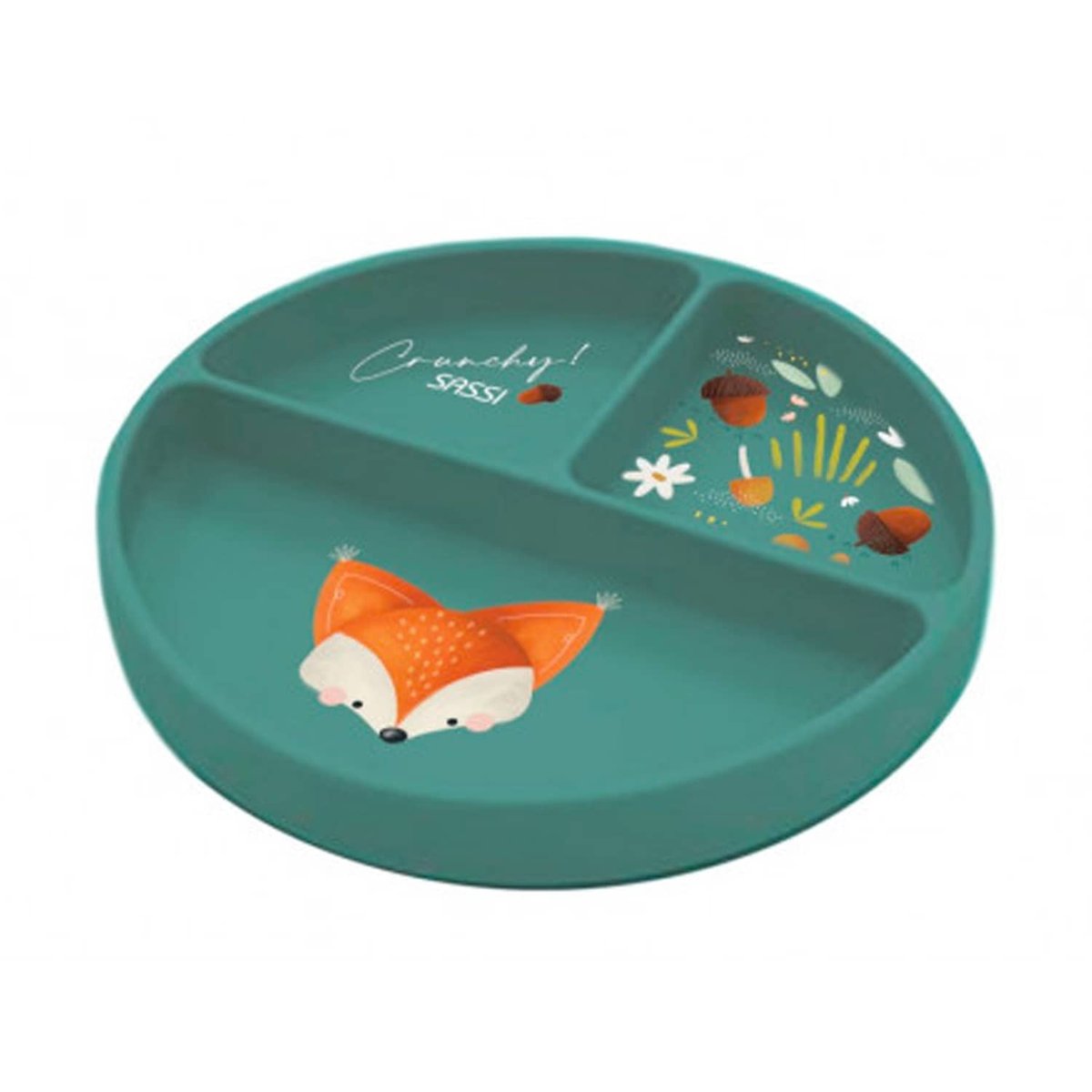 Assiette compartimentée en silicone avec ventouse ANIMAUX ANIMAUX vert paon, SASSI