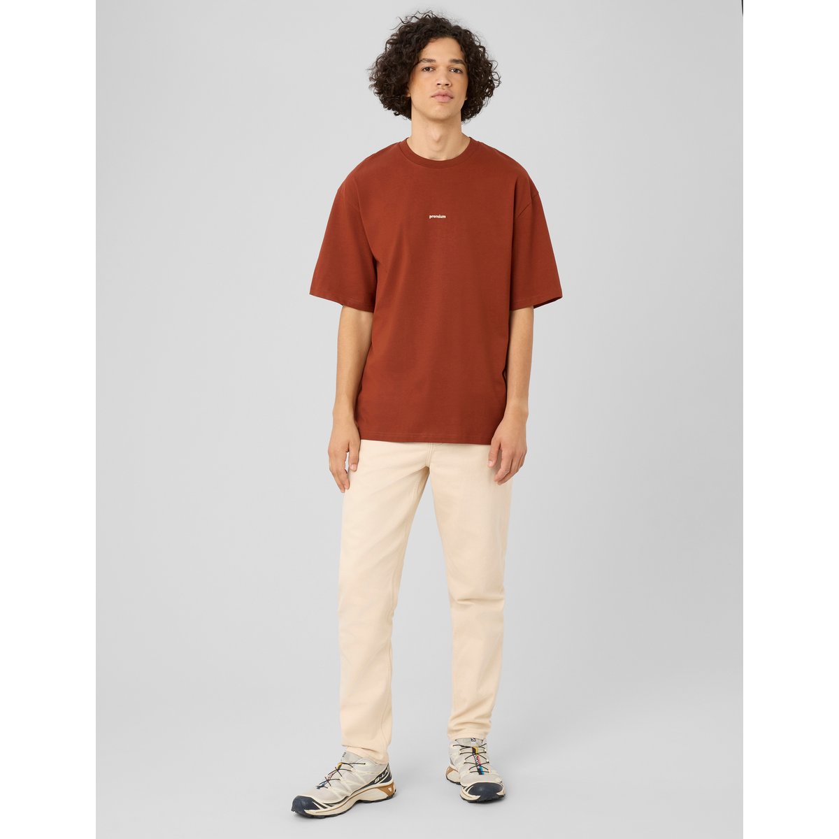 T-shirt broderie poitrine marron, BZB