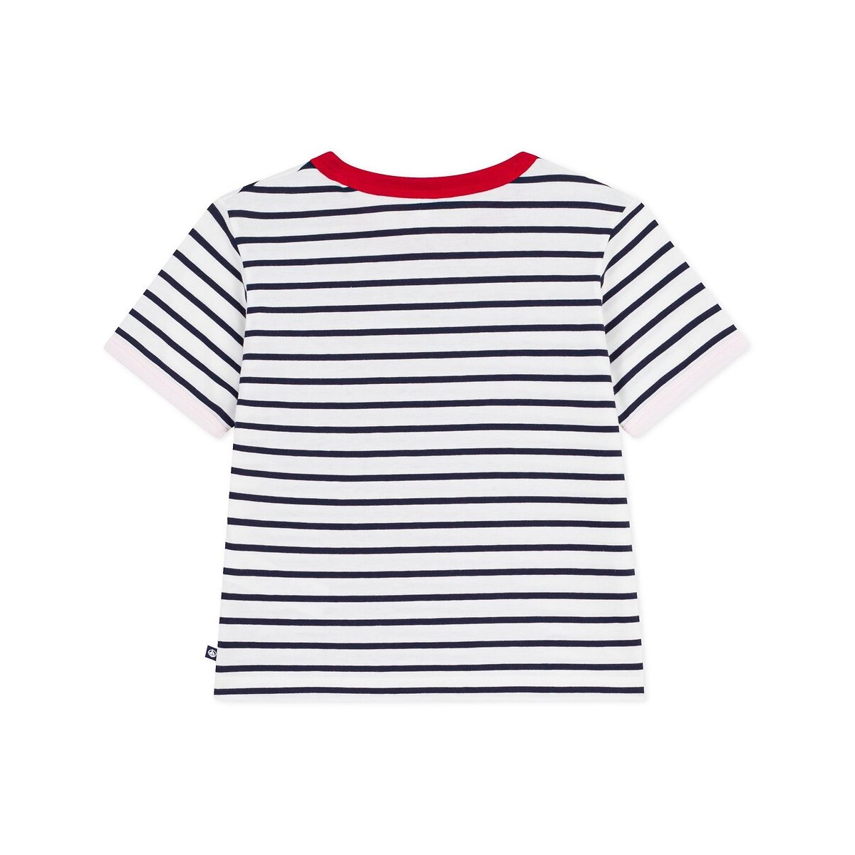 Katoenen T-shirt met korte mouwen en strepen gestreept blauw, PETIT BATEAU