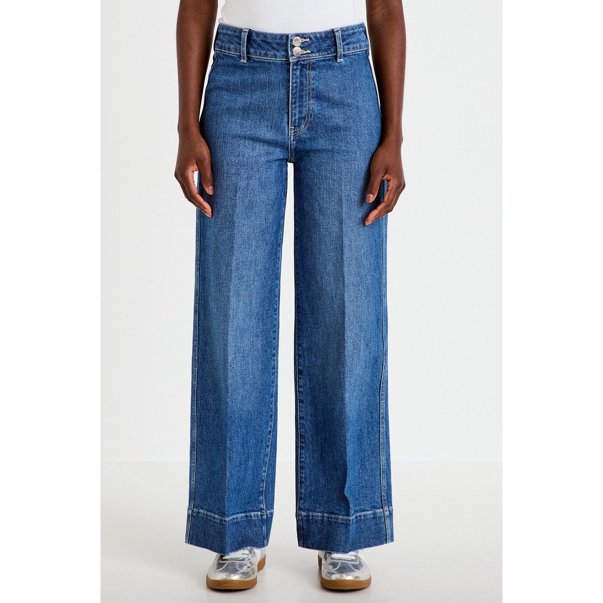 Jean wide leg taille haute denim double stone, CACHE CACHE