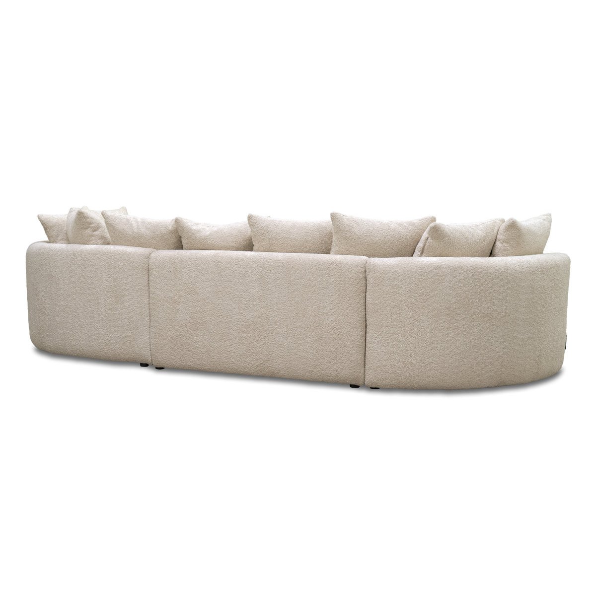 Canapé d'angle fixe 6 places en tissu bouclette, CALYPSO blanc, BOBOCHIC