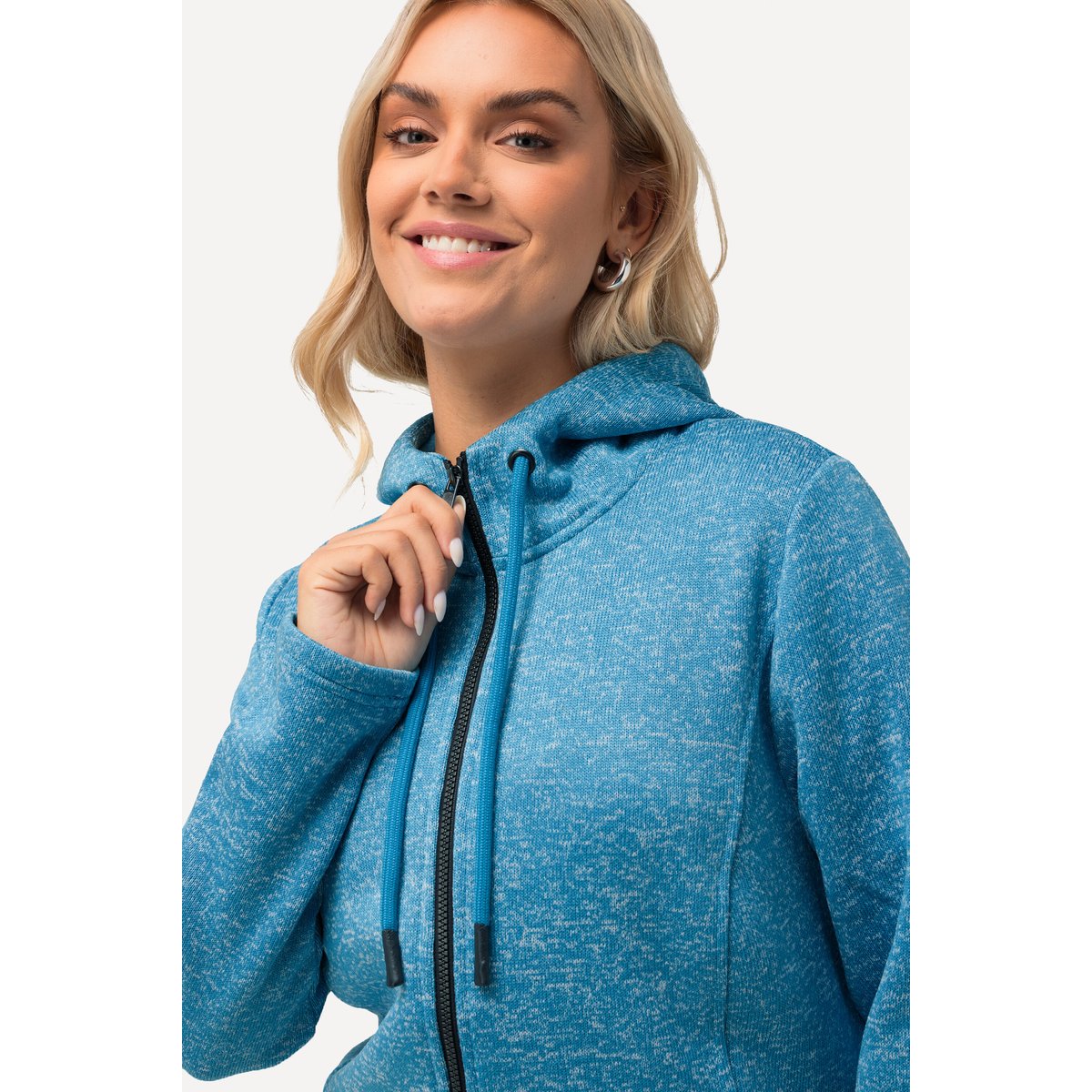 Veste en maille polaire, capuche aqua, ULLA POPKEN