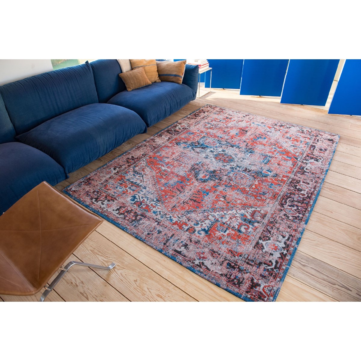 Tapis salon et chambre tissé plat style orient CLASSIC BRICK - Louis de Poortere rouge, NOVATREND