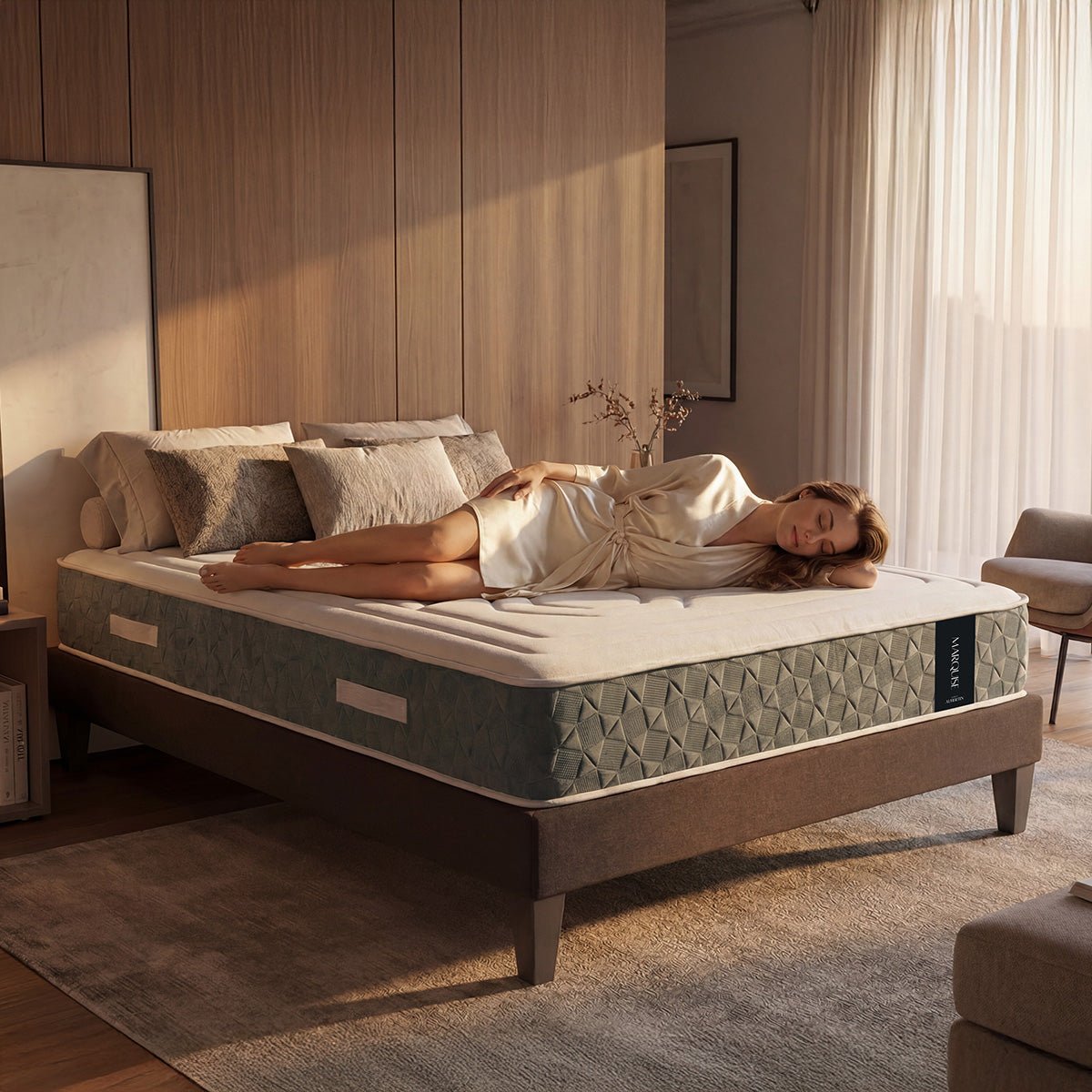 Matelas Ressorts ensachés et Mémoire de forme - 33 cm - MARQUISE blanc, MAISON AUBERTIN