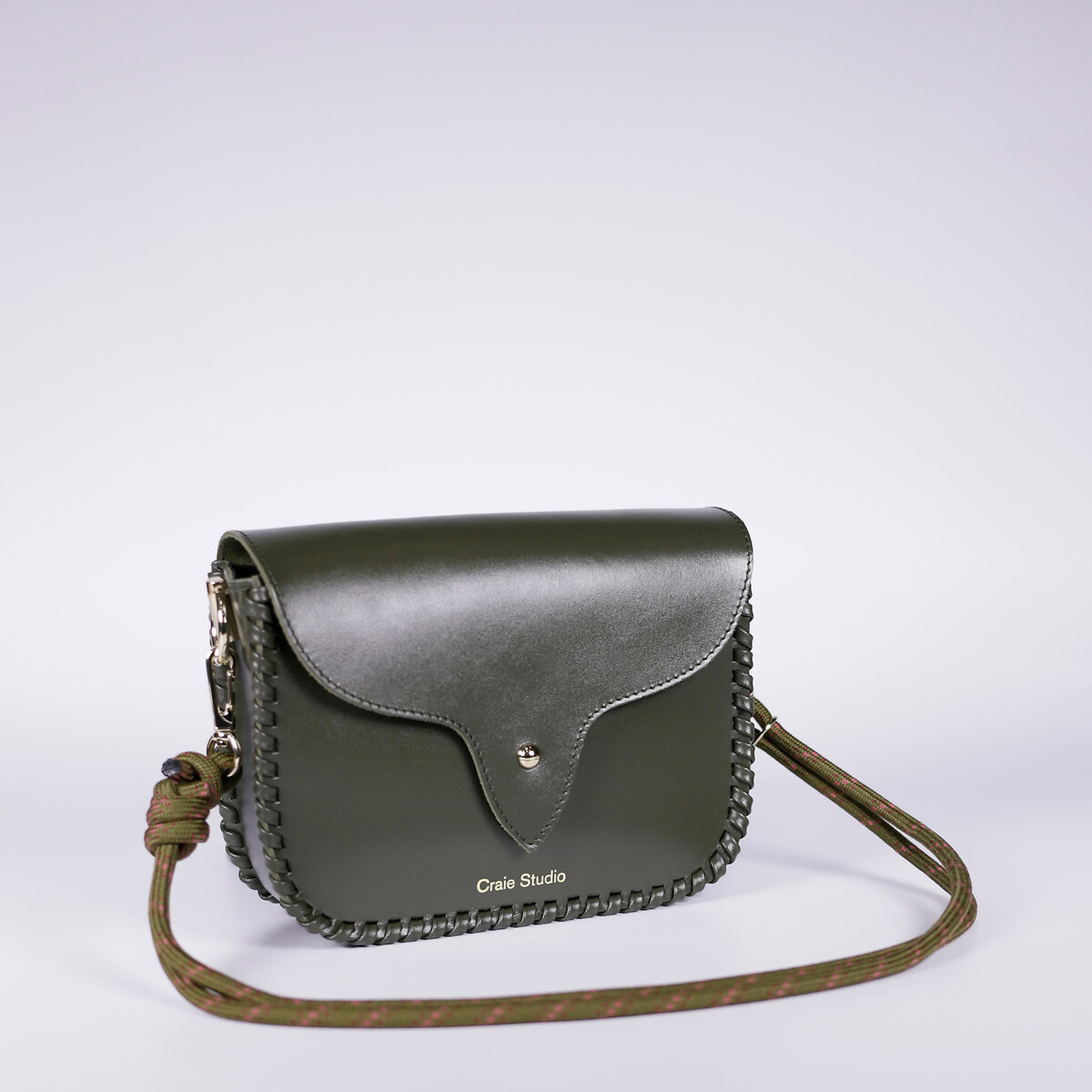 Sac besace en cuir, WEST vert foncé, CRAIE STUDIO