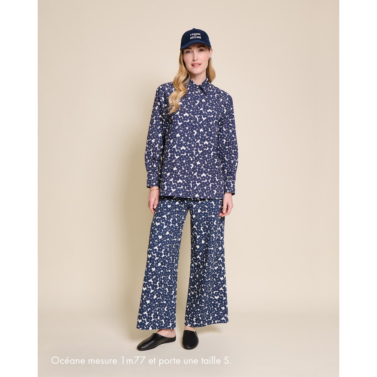 Chemise en coton bio imprimée, CHARLOTTE bleu - bleu nuit, EMOI EMOI
