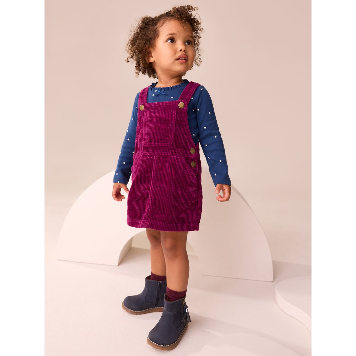 Robe chasuble en velours côtelé rouge bordeaux, NEXT