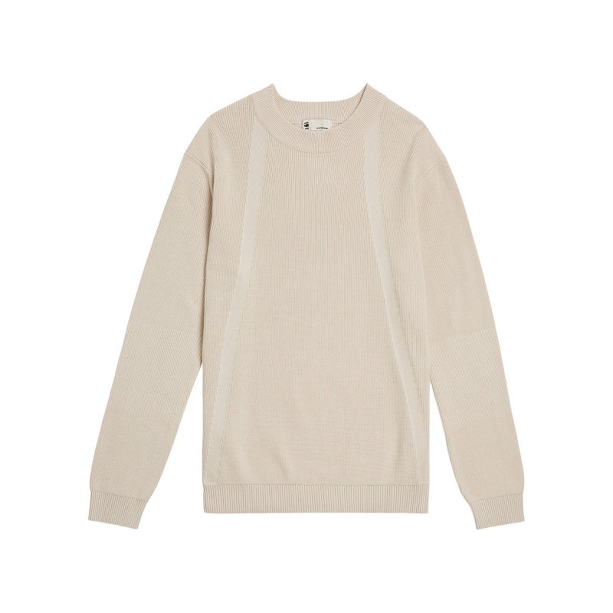 Pull en coton vert uni avec un col rond et un patch d'authenticité blanc, G-Star RAW