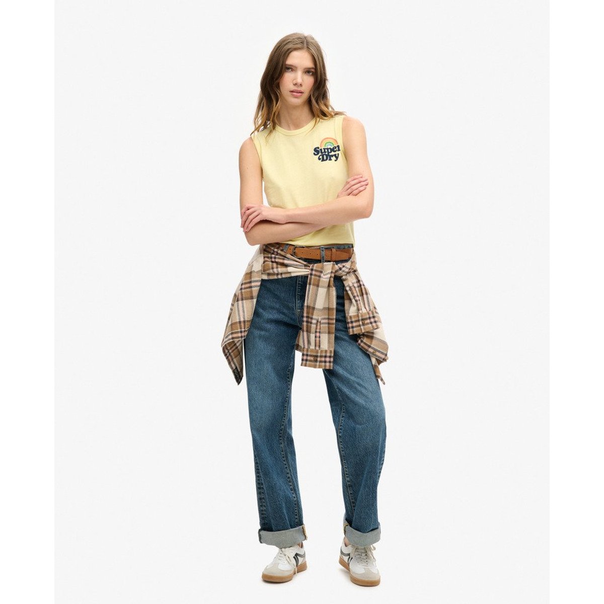Débardeur Vintage Rainbow jaune île, SUPERDRY