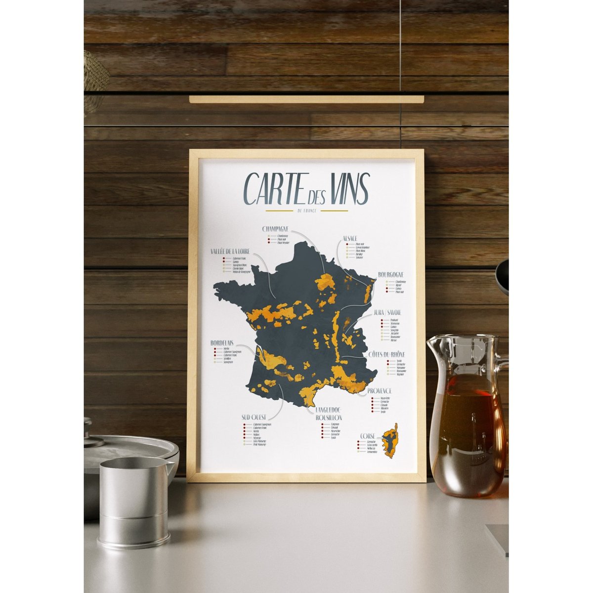 Affiche 'Carte des Vins' blanc, L'AFFICHERIE
