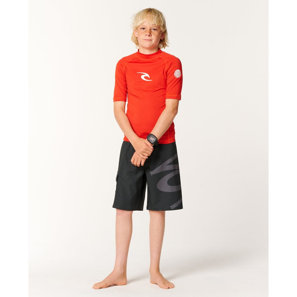 T-shirt anti-UV WAVES manches courtes garçon lava red, RIP CURL