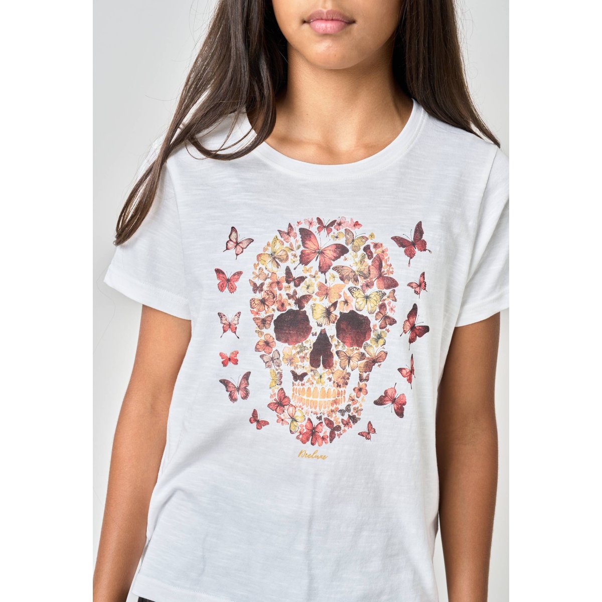 T-shirt fille en 100% coton BESKULL off white, DEELUXE