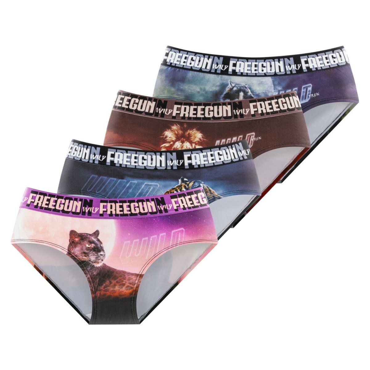 Lot De 4 Culottes Microfibre rose/violet/noir/marron, FREEGUN
