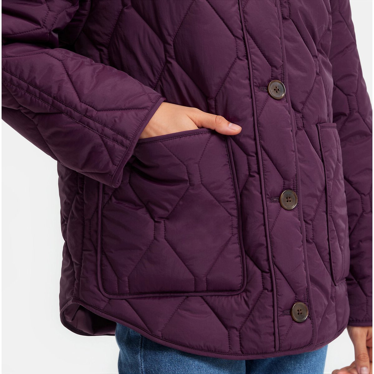 Chaqueta corta acolchada con cierre de botones violeta oscuro, LA REDOUTE COLLECTIONS