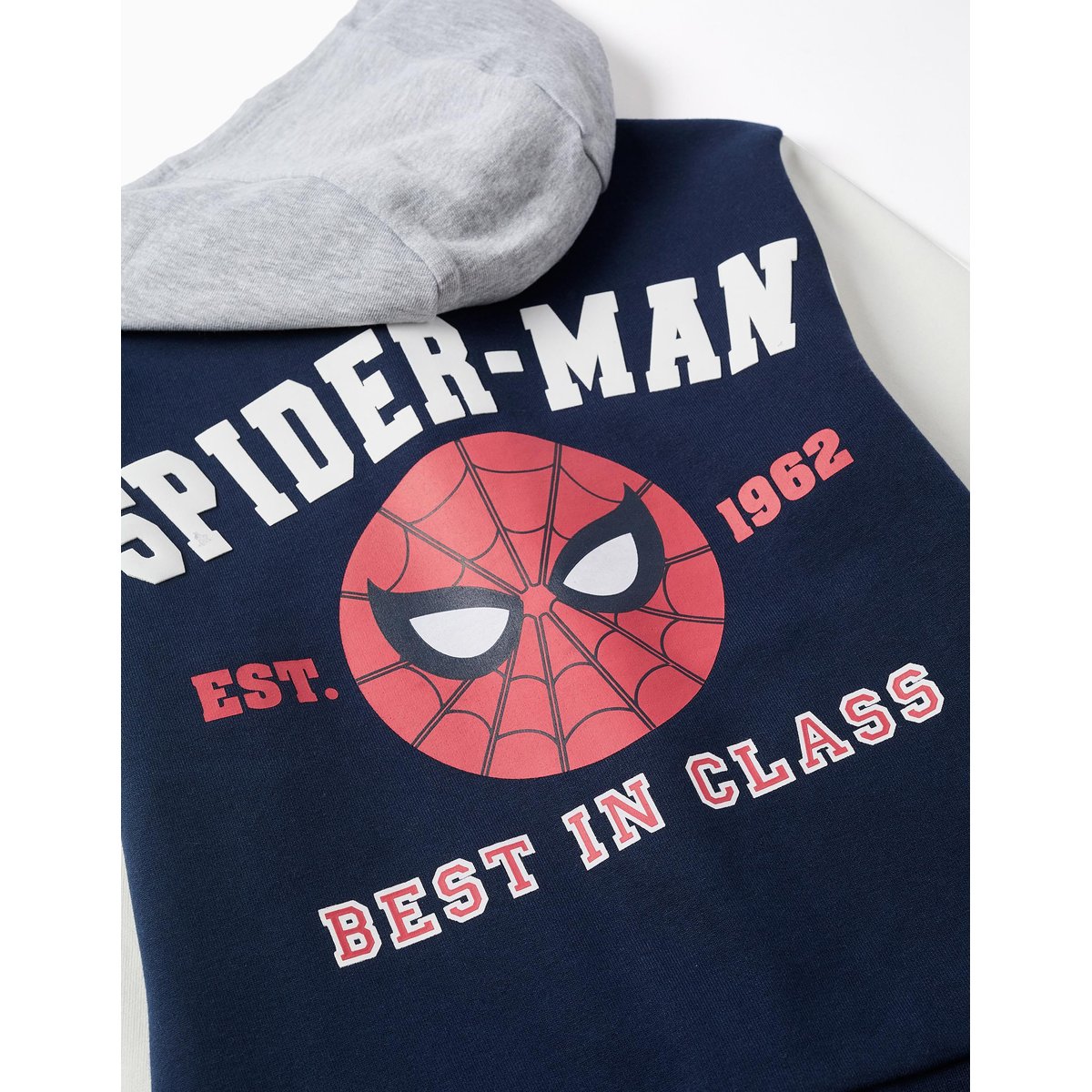 Blouson bomber en coton peigné à capuche Spider-Man bleu foncé, ZIPPY