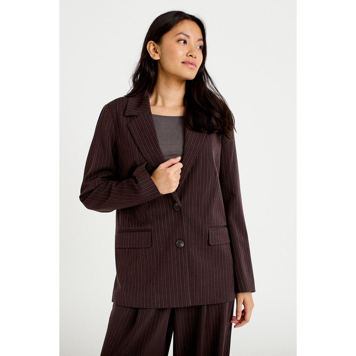 Blazer col classique manches longues marron, CACHE CACHE