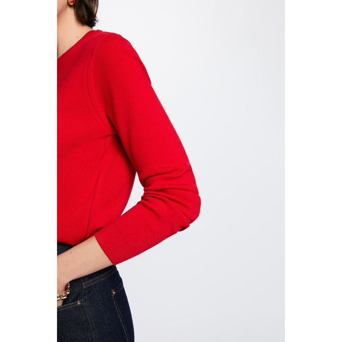 Pull maille relief rouge, MORGAN