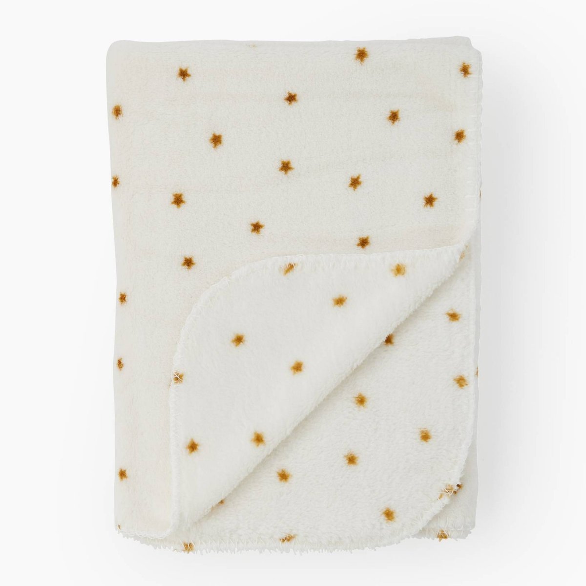 Plaid doudou imprimé étoiles, 70x100cm, polyester recyclé off white, MONOPRIX MAISON