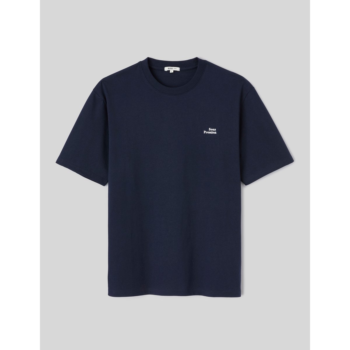 Tshirt brodé poitrine bleu foncé, BZB