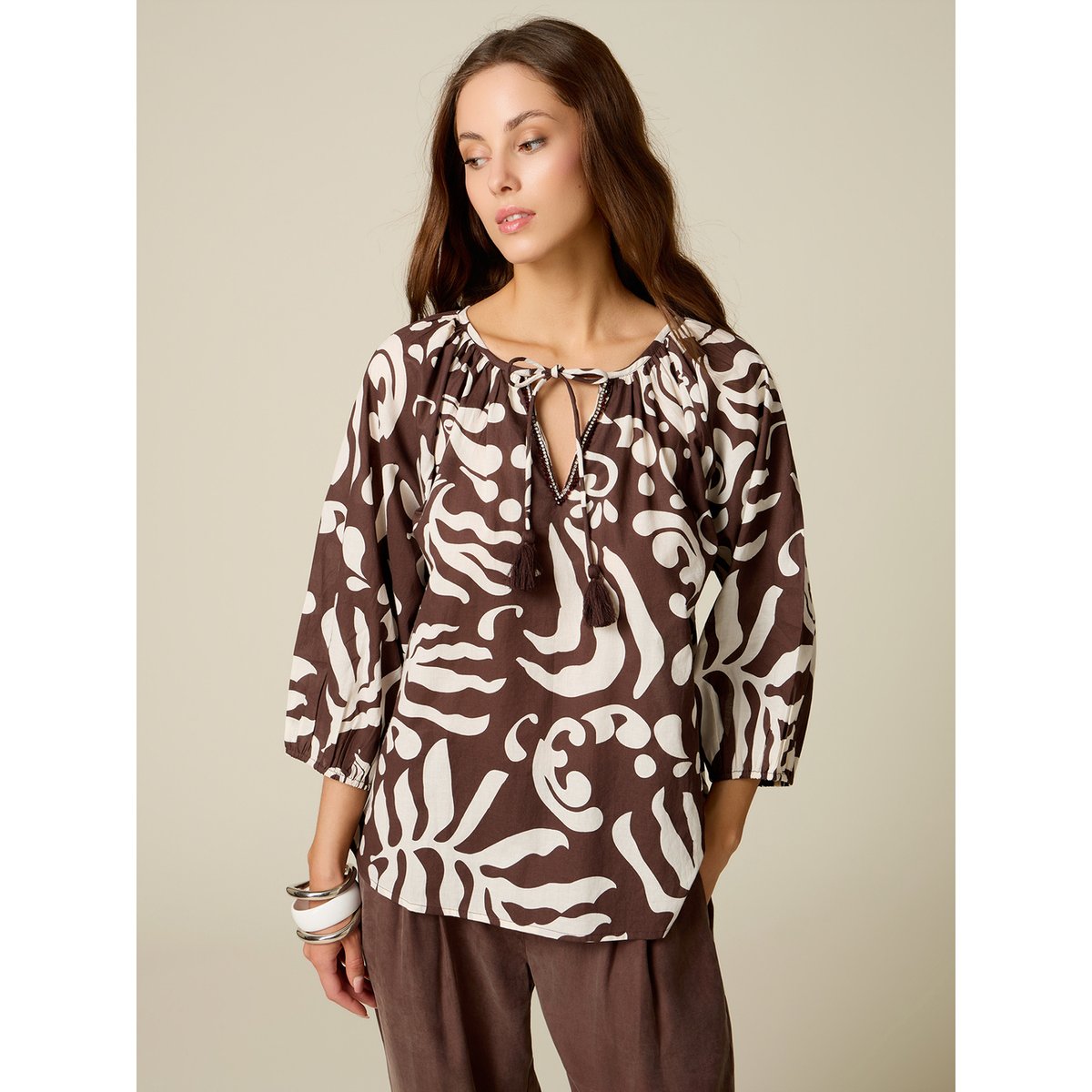 Blouse fantaisie marron, OLTRE