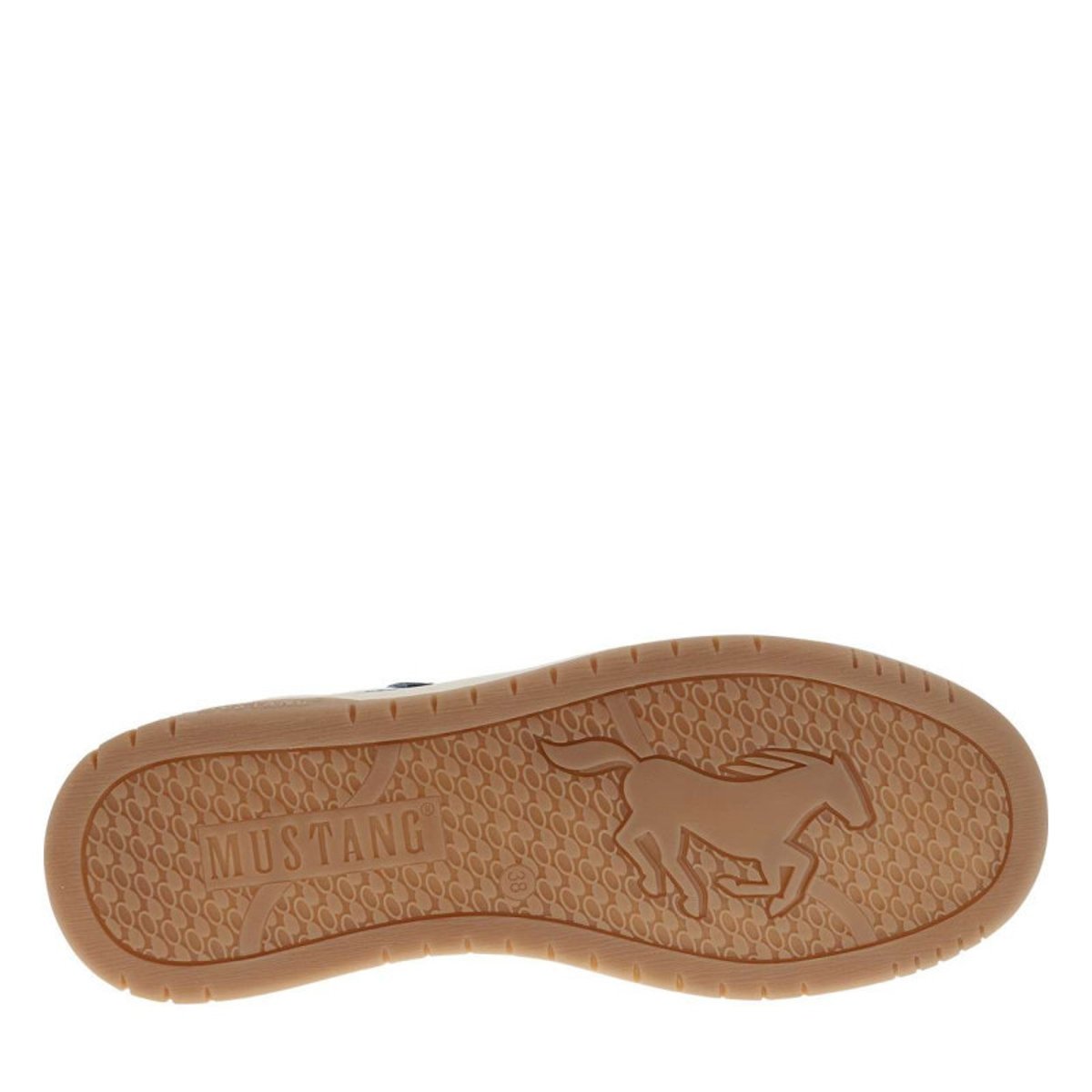 Sneakers écrues à talon plat avec des lacets et motif léopard bleu, MUSTANG