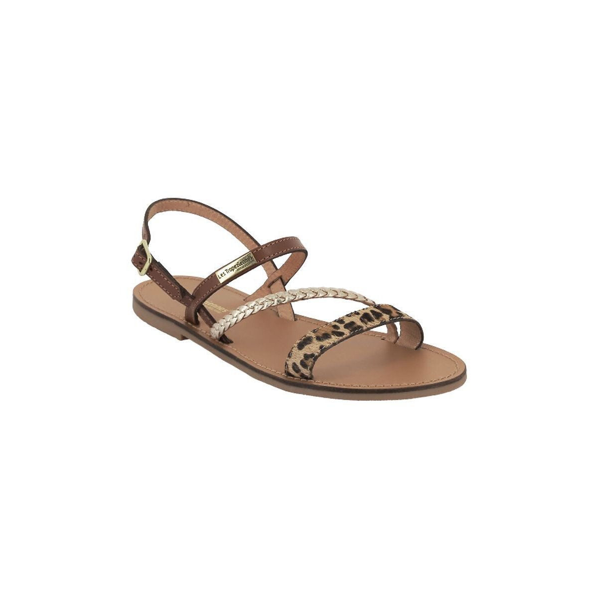 Batresse Leather Sandals gold coloured/leopard print, LES TROPEZIENNES PAR M.BELARBI