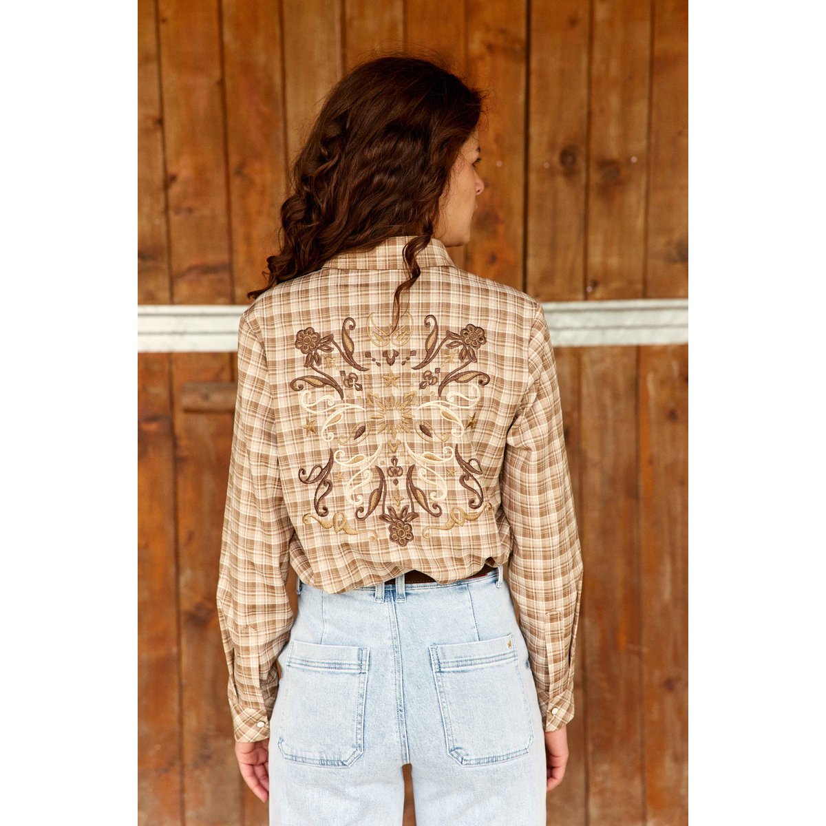 Chemise imprimé à carreaux CLAUDIA 13-ecru/beige, LA PETITE ETOILE
