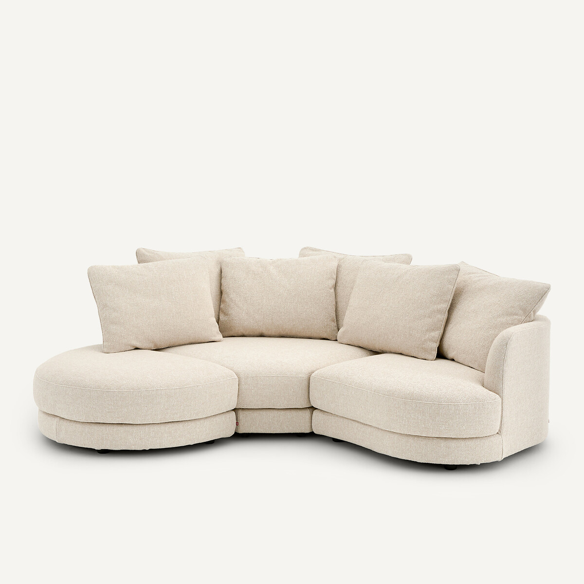 Rechtes, abgerundetes, modulares Halbsofa aus Bouclé, TIBERIO kreide, AM.PM