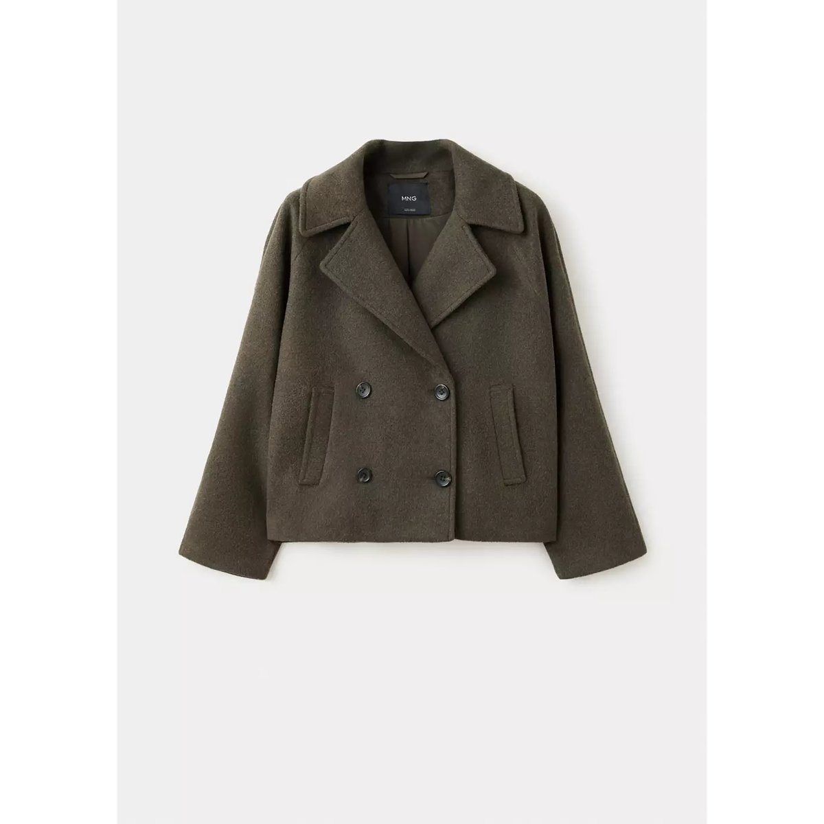 Manteau laine mélangée double boutonnage kaki, MANGO TEEN