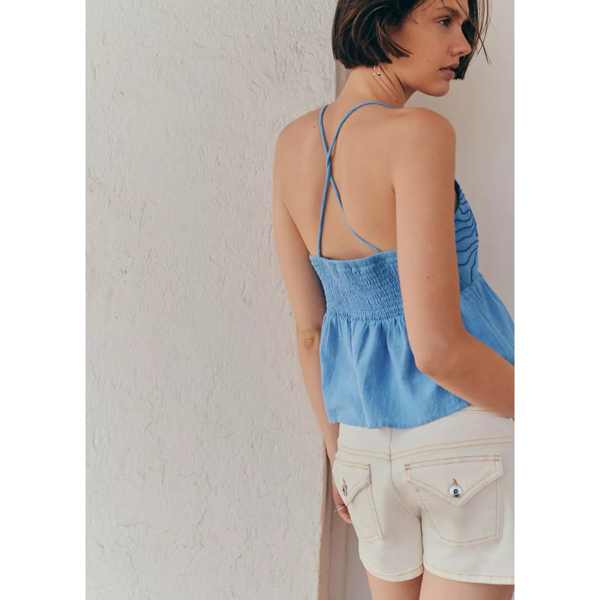 Top détails brodés bleu, MANGO TEEN