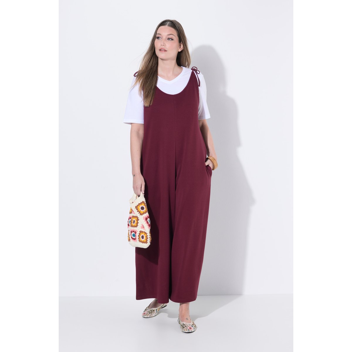 Combinaison en jersey de coton bio rouge vin, ULLA POPKEN