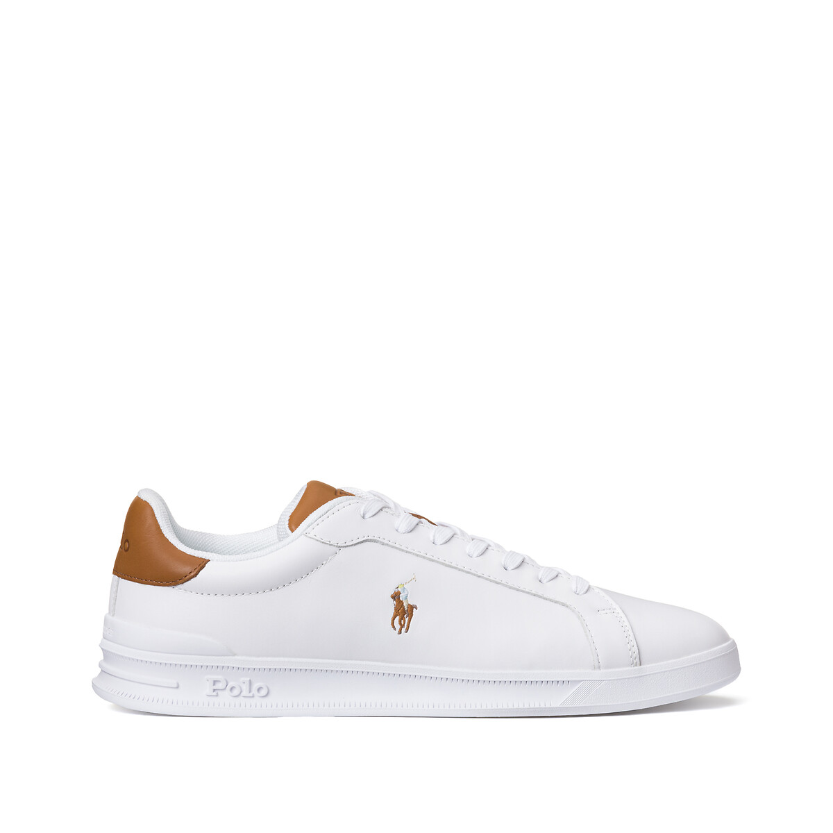 Baskets cuir Heritage Court II blanc/marron, POLO RALPH LAUREN