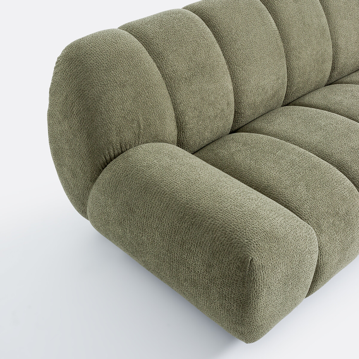 Canapé d'angle droit, 4 places, en tissu relief, NURIA vert kaki, LA REDOUTE INTERIEURS