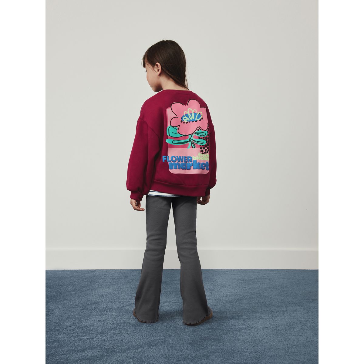 Ensemble legging évasé et sweat fleur rose baie, NEXT