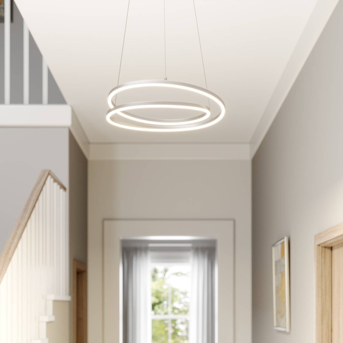 Suspension en aluminium moderneLED, Davian nickel satiné, LINDBY