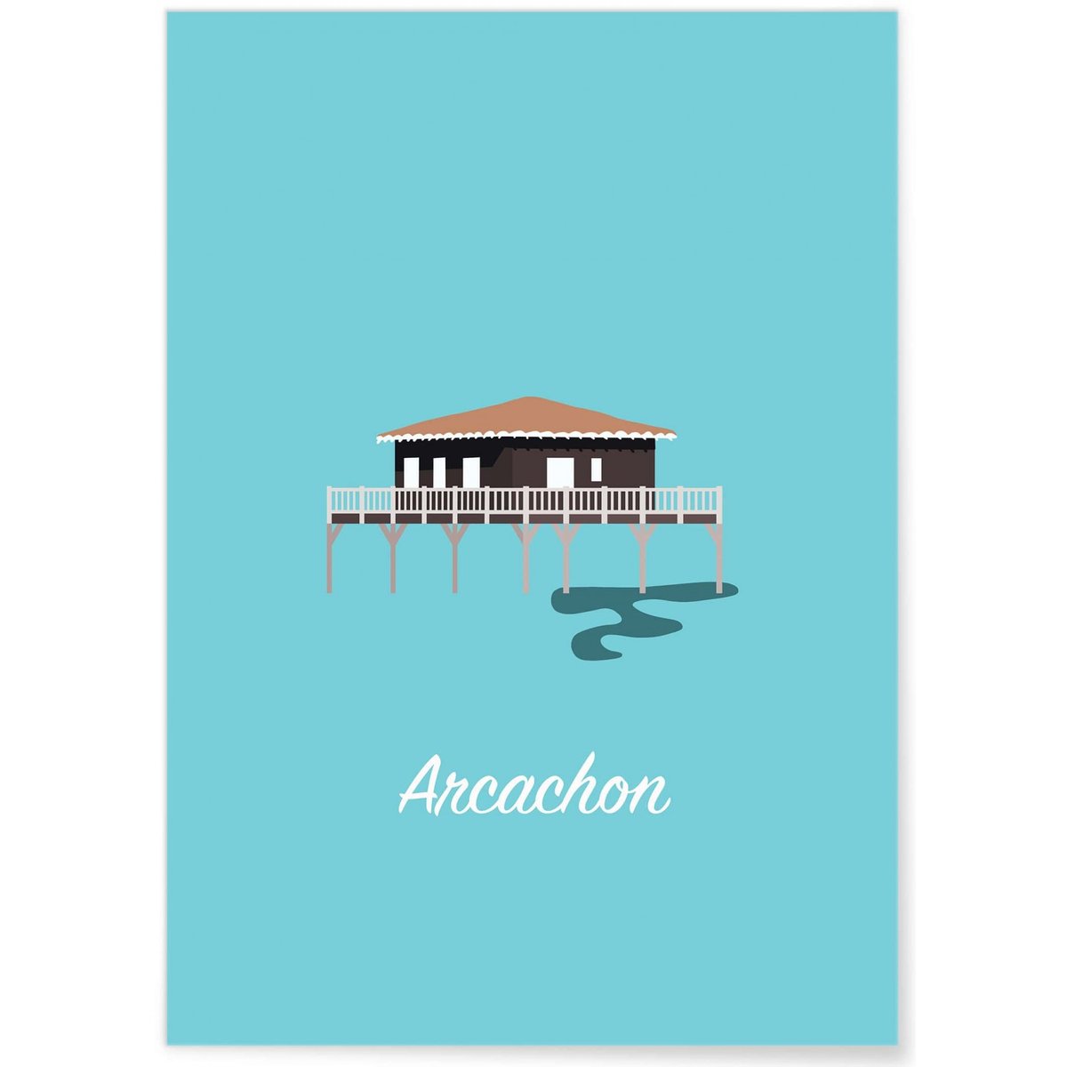 Affiche ville Minimaliste Arcachon blanc, L'AFFICHERIE