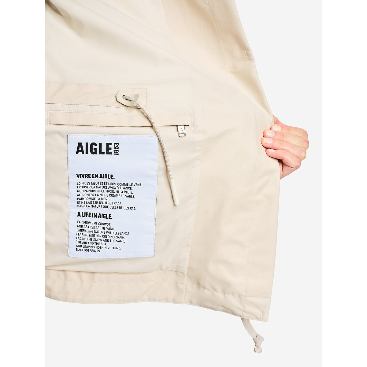 Parka courte à capuche fishtail MTD® sable, AIGLE