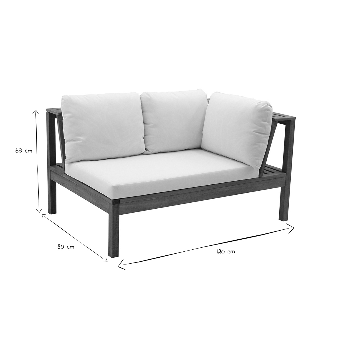 Salon de jardin d'angle 6 places en bois massif avec coussins déhoussables taupe BELIZE blanc, MILIBOO