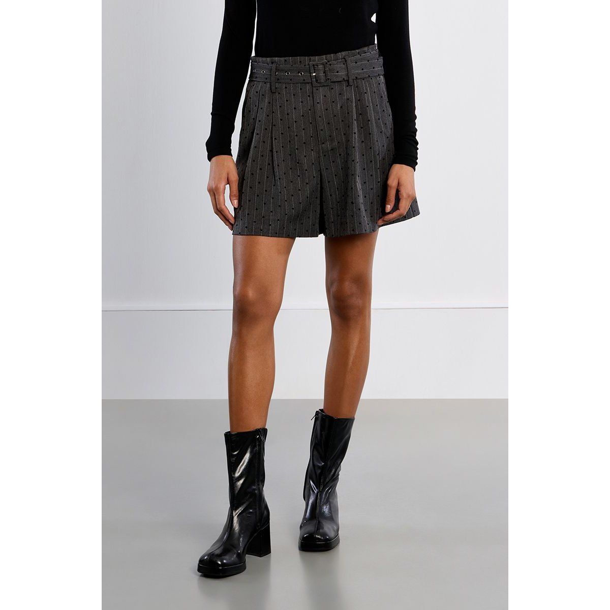 Short midi rayé, à cœurs dark grey, LILI SIDONIO