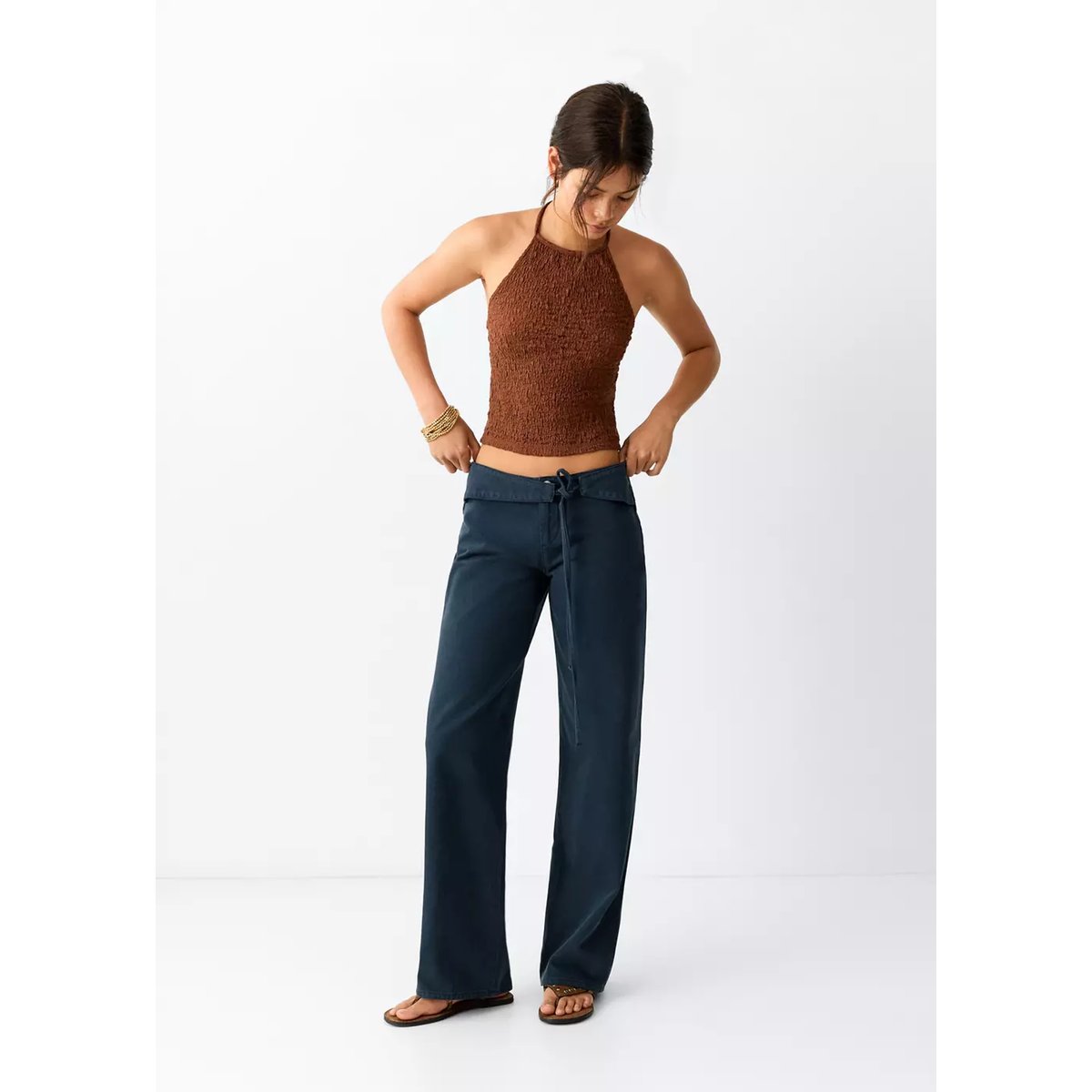 Jean low waist nœud gris anthracite, MANGO TEEN