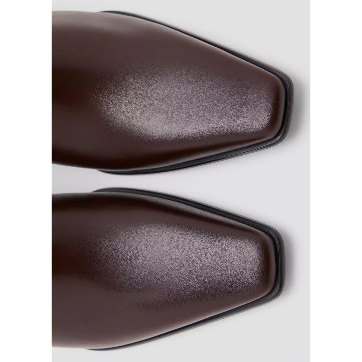 Bottines cuir talon bloc chocolat, MANGO