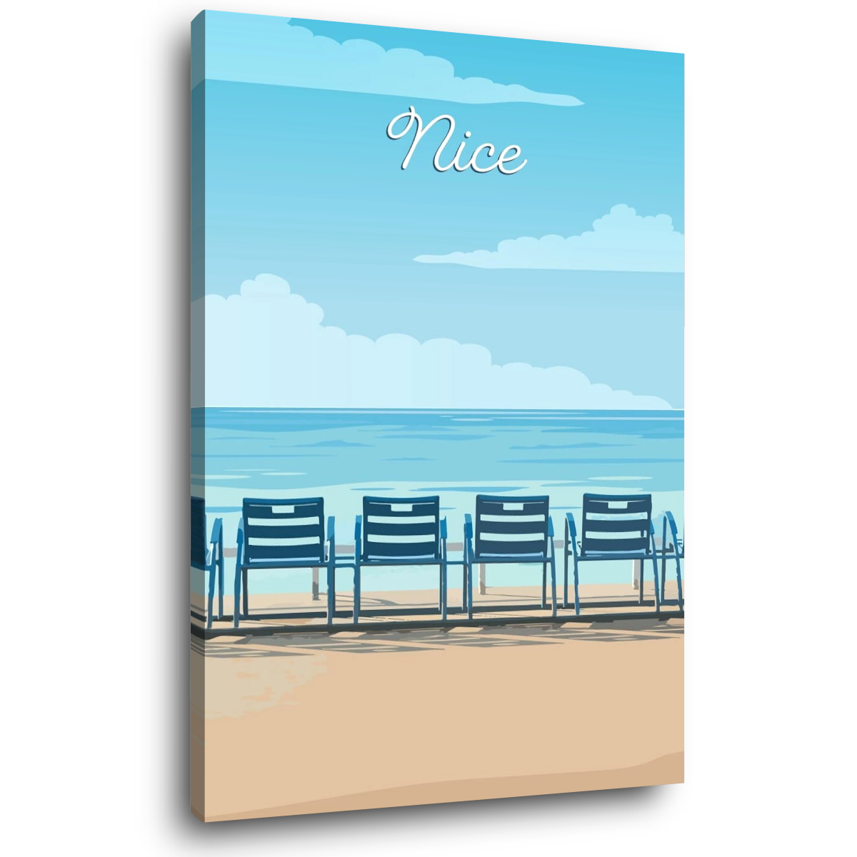 Tableau Mural Illustration Chaises Nice ILLUSTRATION tableaux sur toile-bleu, CEANOTHE