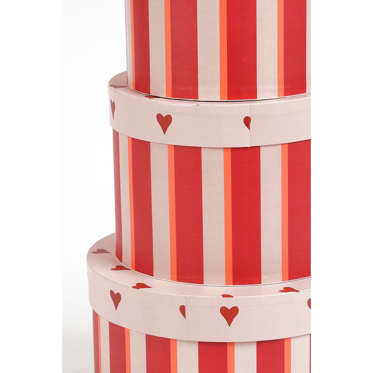 Lot de 3 boîtes de rangement imprimées de cœurs ZOVEY rouge, MICA DECORATIONS