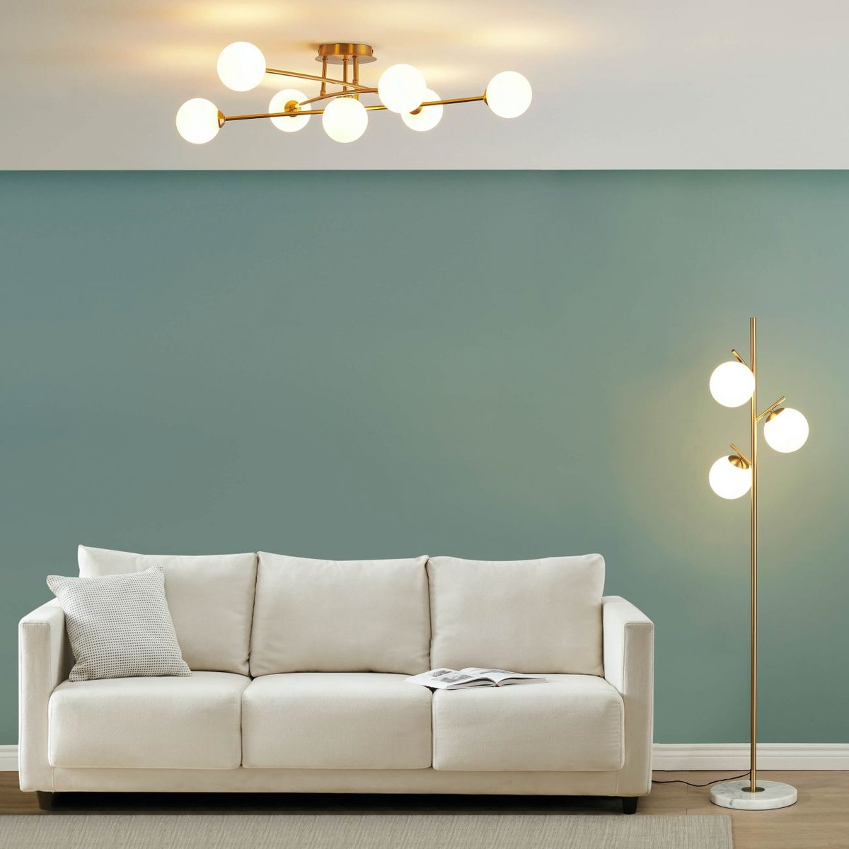 Lampadaire ultra glamour - ESTRELA doré / laiton, KOSILUM