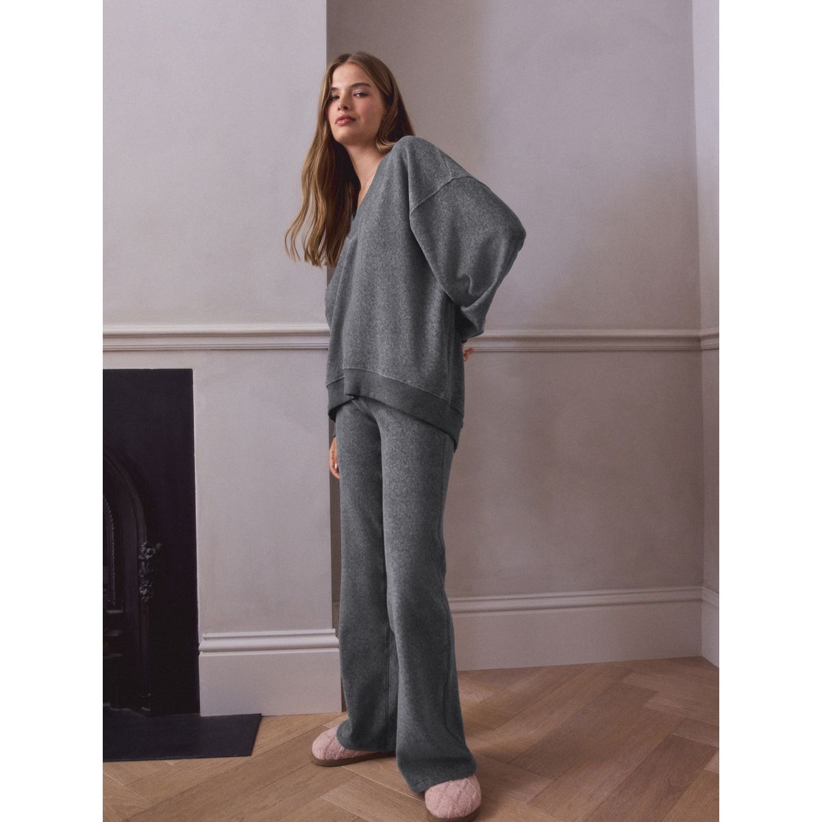 Ensemble tunique et pantalon en polaire gris, NEXT