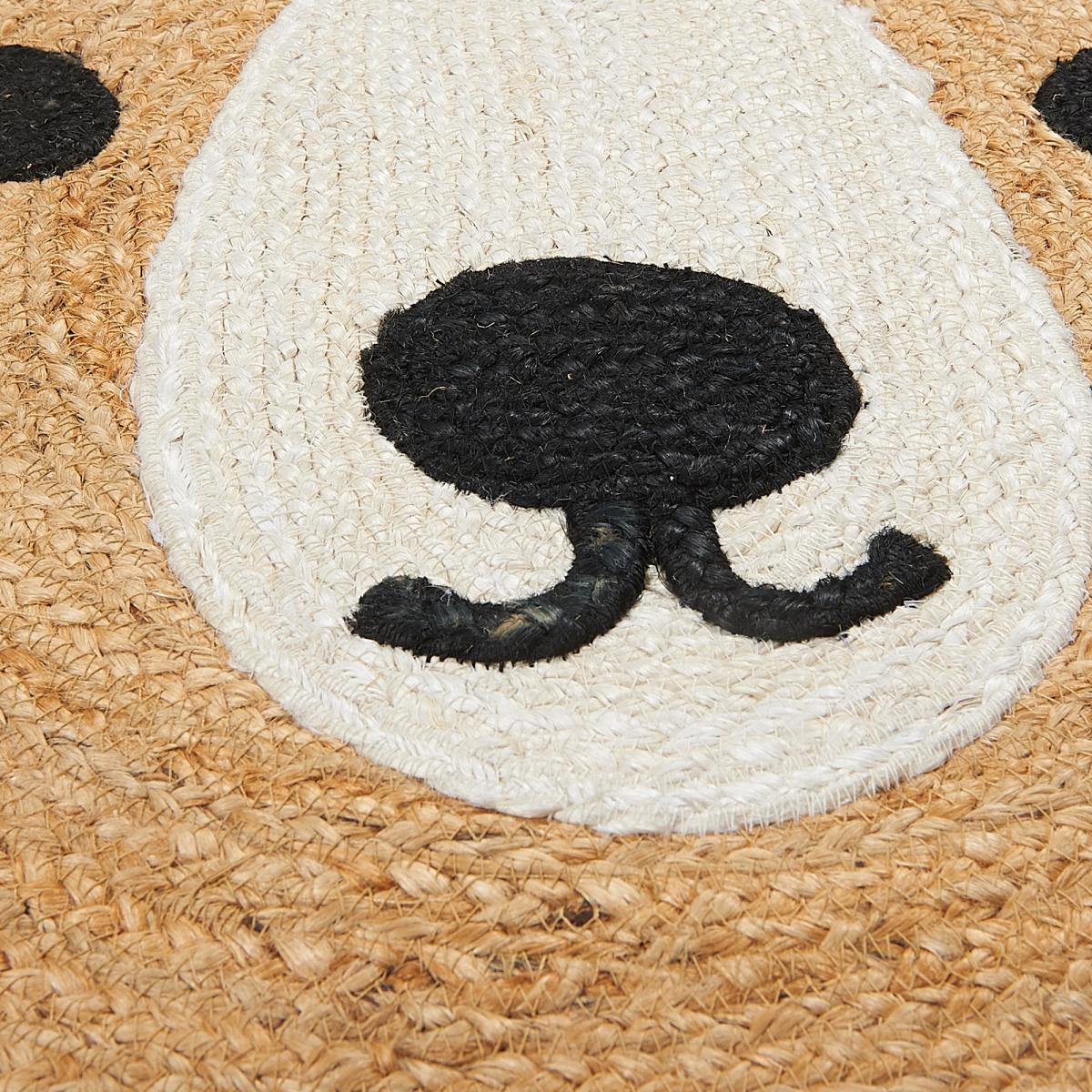 Tapis rond fait main en jute motif animaux JUTEBEAR beige, marron, écru, UN AMOUR DE TAPIS