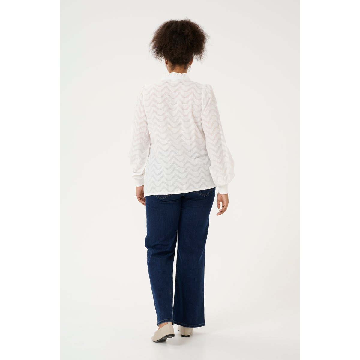Long sleeved shirt blanc chalk, KAFFE CURVE