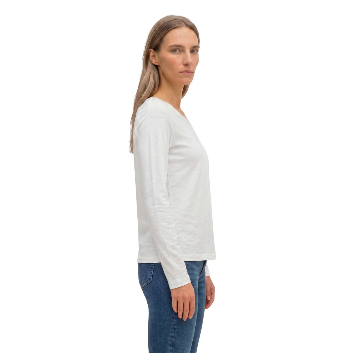 T-shirt long régulier en coton biologique blanc, MARC O'POLO