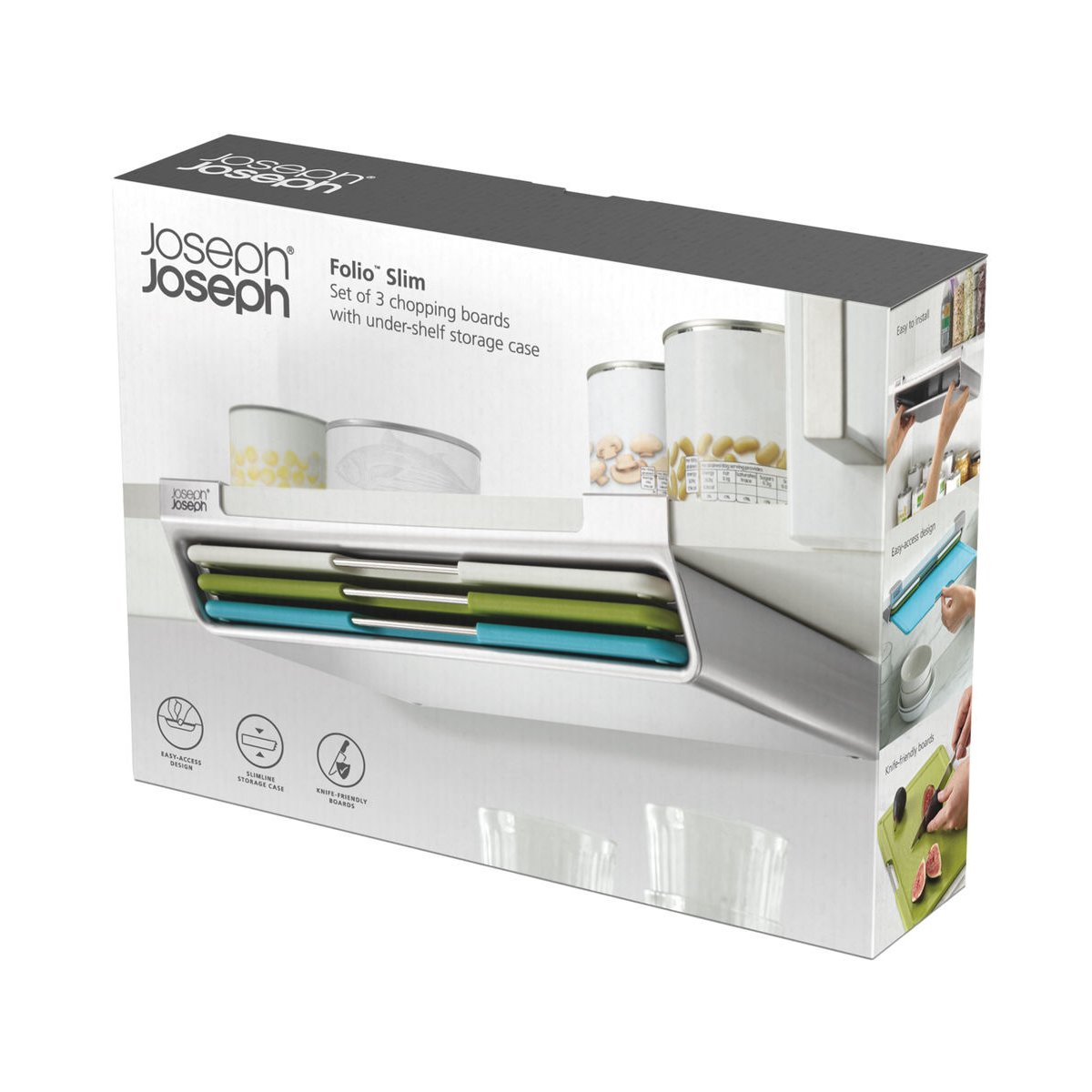 Set de 3 planches à découper folio™ slim couleur unique, JOSEPH JOSEPH