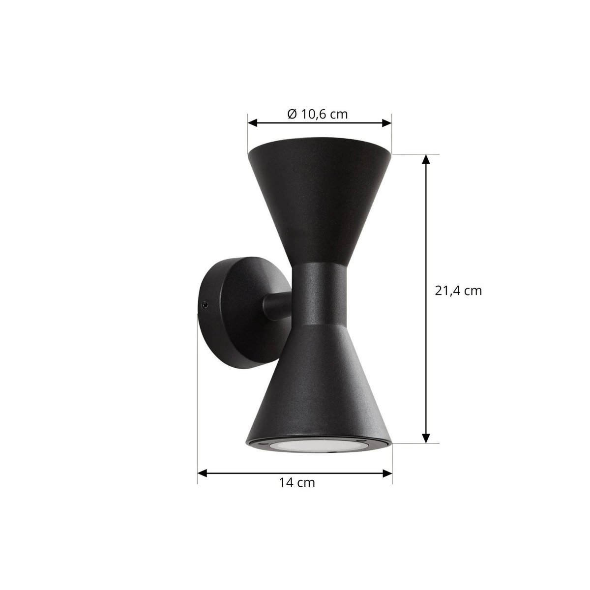 Applique extérieure en aluminium moderne noir, LUCANDE